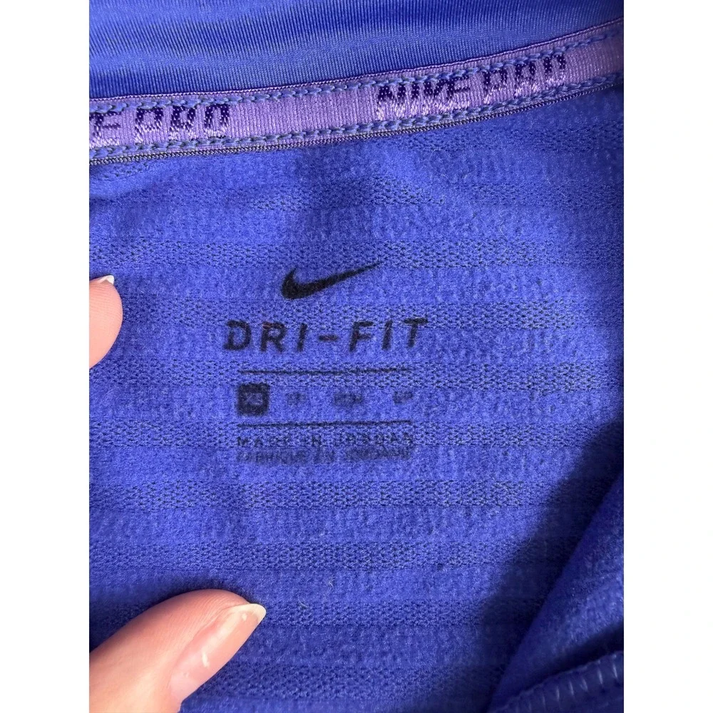 Nike Purple Blue Dri-Fit Compression Quarter Zip Pullover Top Running Workout XS